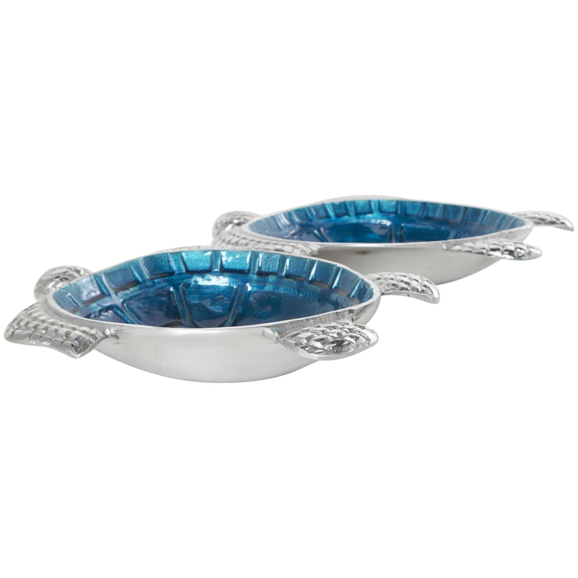 Blue Aluminum Metal Turtle Enameled Decorative Bowls, 2ct.